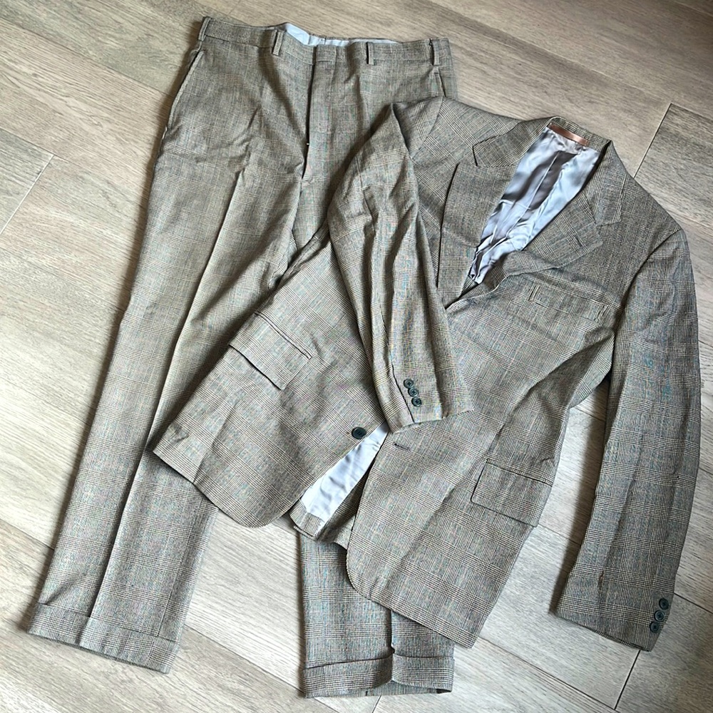 J. Press Custom glenplaid Grey Suit 42R 36X34